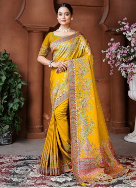 Gold Fancy Ceremonial Trendy Saree