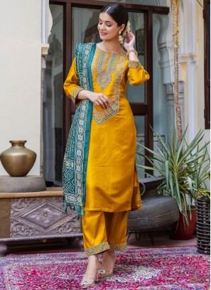 Gold Festival Silk Blend Salwar Kameez