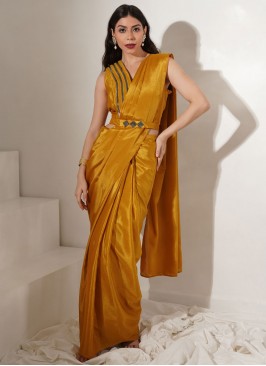 Gold Plain Designer Saree