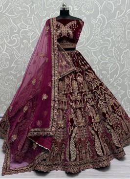 Gorgonize Purple and Rani Wedding Designer Lehenga Choli