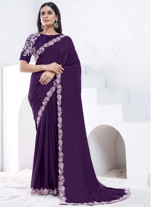 Gorgonize Purple Stone Classic Saree