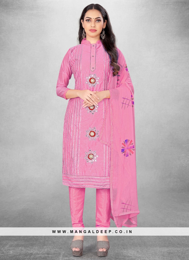 Embroidered Cotton Churidar Salwar Suit