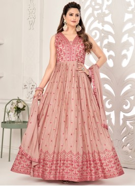Graceful Onion pink Sequins & Thread Anarkali Gown