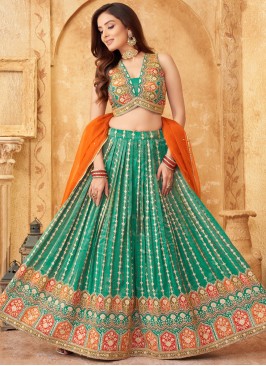 Gratifying Embroidered Engagement Readymade Lehenga Choli