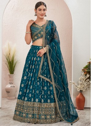 Gratifying pure-dola Morpeach  Sequins Readymade Lehenga Choli