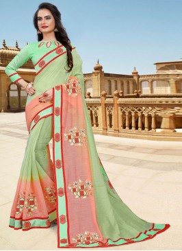 Green and Pink Color Classic Designer Saree