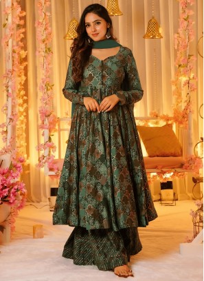 Green and Rama Ceremonial Readymade Salwar Kameez