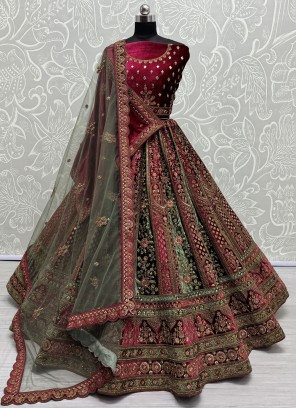 Green and Rani Color Trendy Lehenga Choli