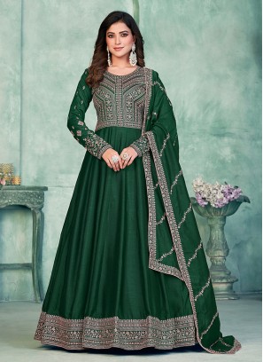 Green Art Silk Anarkali Salwar Suit