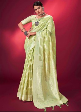 Green Banarasi Silk Ceremonial Classic Saree