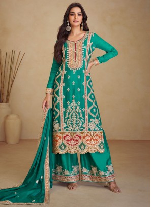 Green Buttons Ceremonial Trendy Designer Salwar Kameez