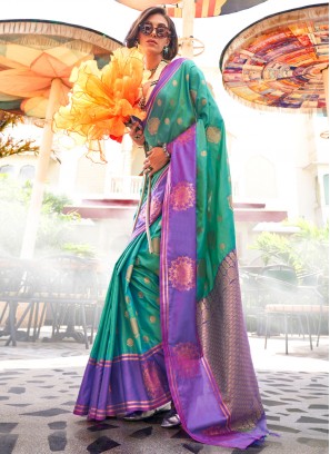 Green Ceremonial Katan Silk Classic Saree