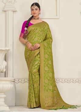 Green Ceremonial Silk Trendy Saree