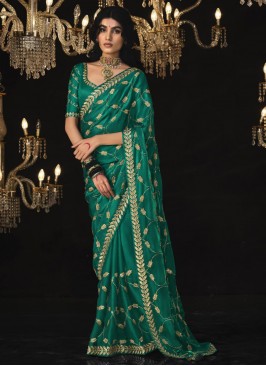 Green Ceremonial Tissue Designer Saree