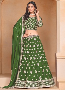 Green Ceremonial Trendy Lehenga Choli