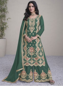 Green Chinon Readymade Salwar Kameez