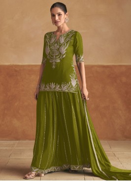 Green Chinon Trendy Salwar Kameez