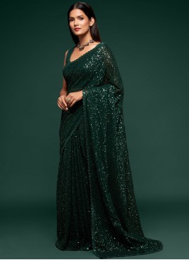 Green Color Classic Designer Saree