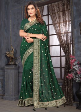 Green Color Contemporary Saree