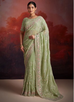 Green Color Contemporary Saree