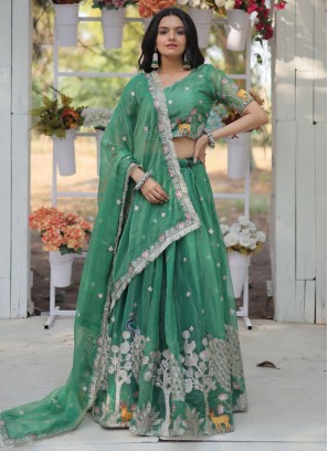 Green Color Designer Lehenga Choli