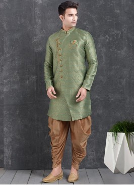 Green Color Function Wear Indo Western Kurta Pajam