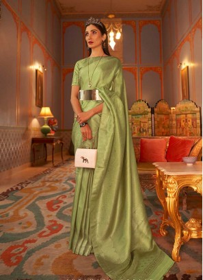 Green Color Two Tone Weaving Silk Saree