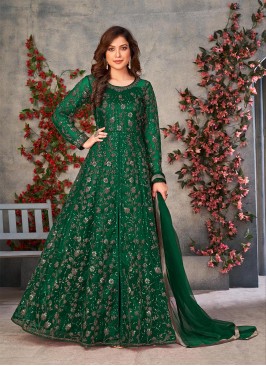 Green Colour Heavy Sequance Embroidery Work Length