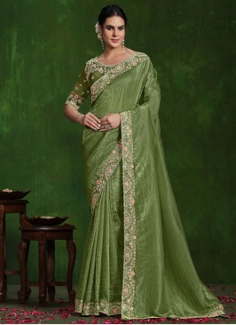 Green Diamond Silk Designer Saree