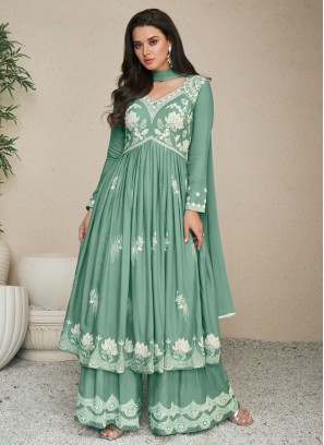 Green Embroidered Ceremonial Readymade Designer Salwar Suit