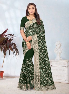 Green Georgette Party Classic Saree
