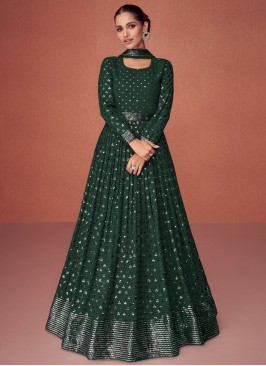 Green Georgette Party Designer Salwar Suit
