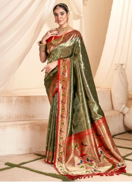 Green Jacquard Work Silk Classic Saree