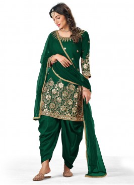 Green Mirror Ceremonial Trendy Salwar Suit