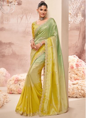 Green Organza Designer Saree