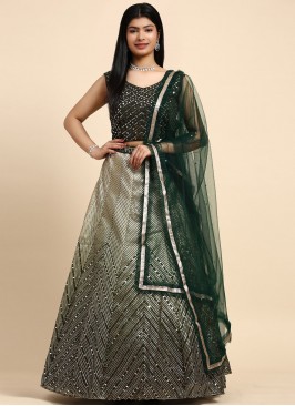 Green Organza Readymade Lehenga Choli