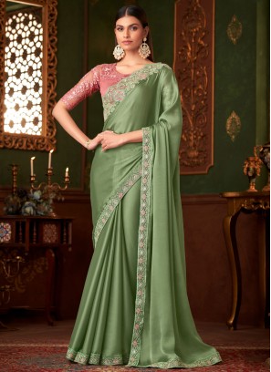 Green Party Designer Saree