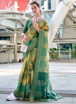 Green Party Handloom silk Traditional Saree