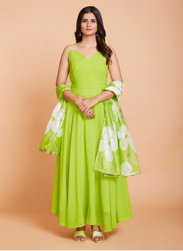 Green Plain Designer Gown