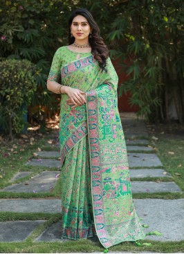 Green Printed Wedding Trendy Saree