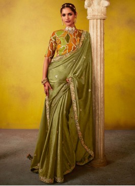 Green Reception Silk Trendy Saree