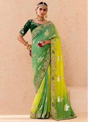 Green Silk Contemporary Saree