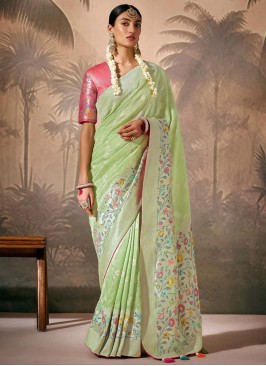 Green Silk Woven Designer Saree