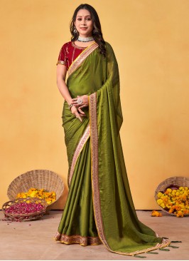 Green Swarovski Designer Saree