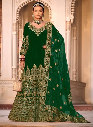 Green Velvet Wedding Trendy Salwar Kameez