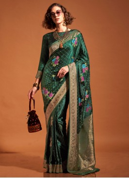 Green Weaving Festival Traditional Saree