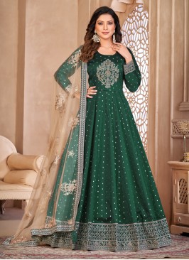 Green Wedding Tafeta Silk Salwar Suit