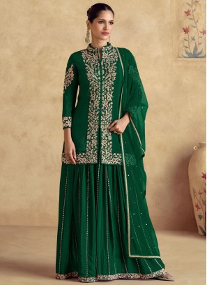 Green Zari Reception Palazzo Salwar Suit