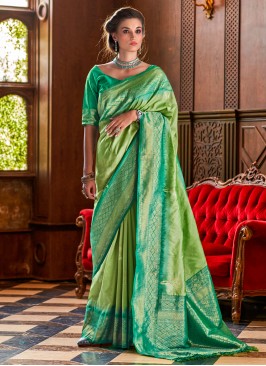 Green Zari Silk Designer Saree