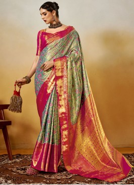 Green Zari Silk Designer Saree